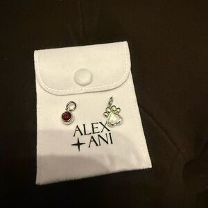 Alex and Ani Silver Paw and Red Charm Set